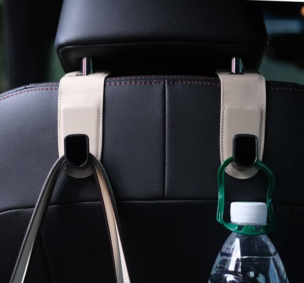 Qirc Auto Hooks 2pcs Leather Car Storage Organizer Bag Hooks 