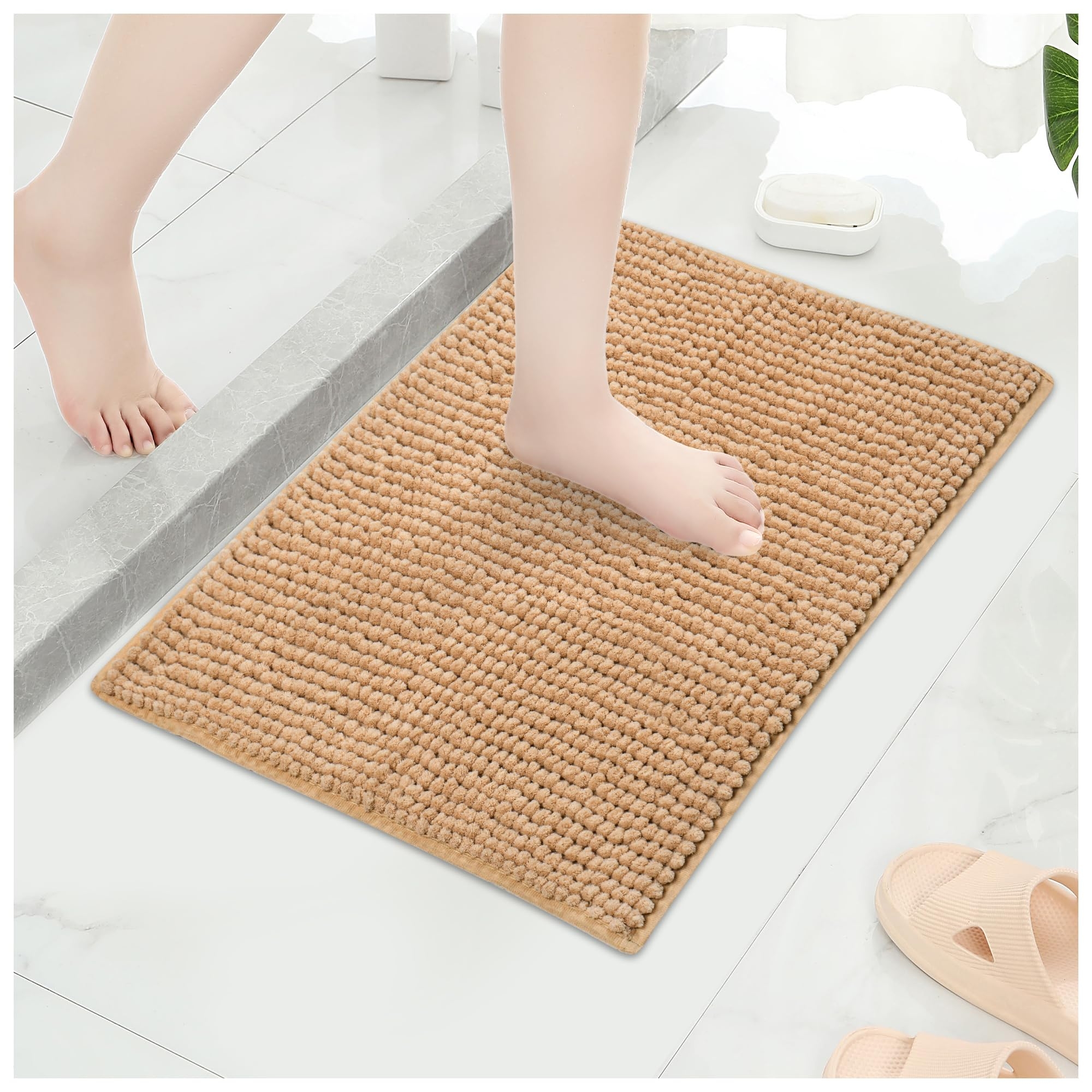 Qirc Bath Rug Mat Non Slip Absorbent Bathroom Large Soft 