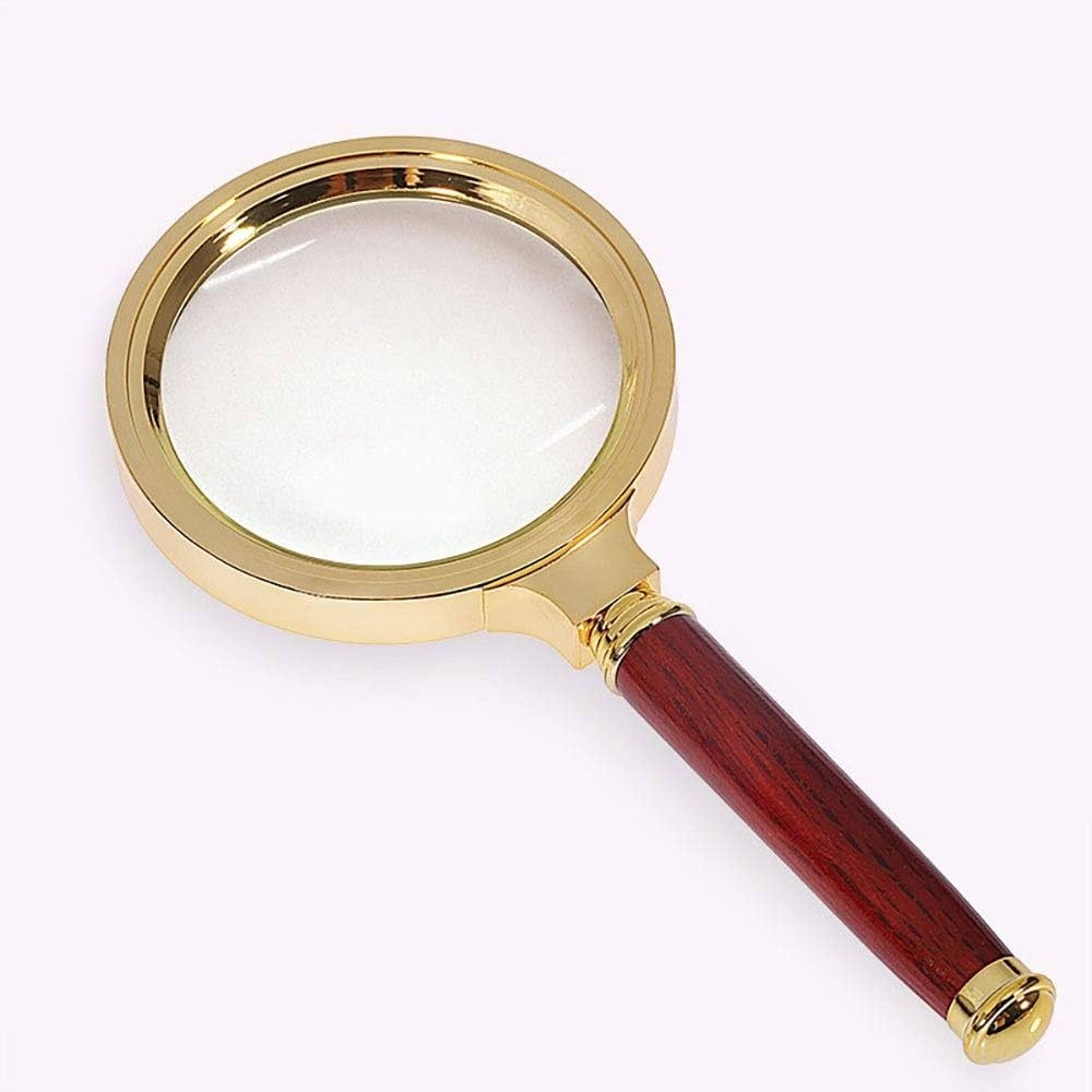 Qirc Handheld Magnifier With Wooden Handle 10X Magnifier For Home 