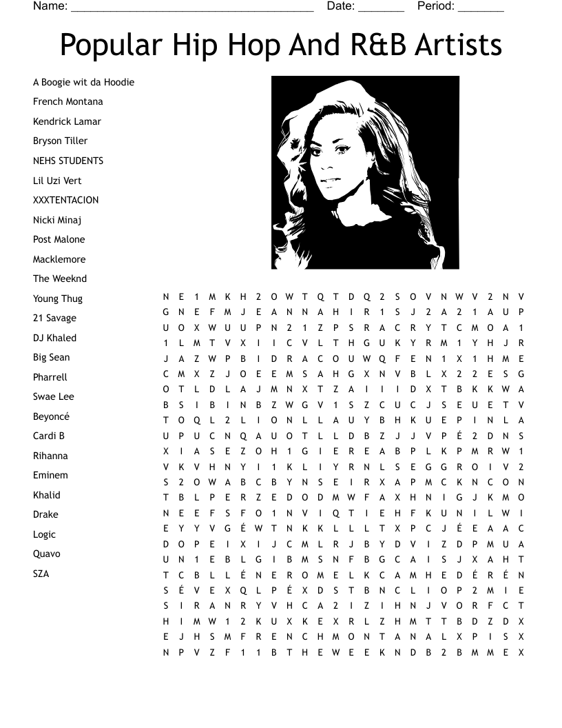 Rappers Word Search WordMint