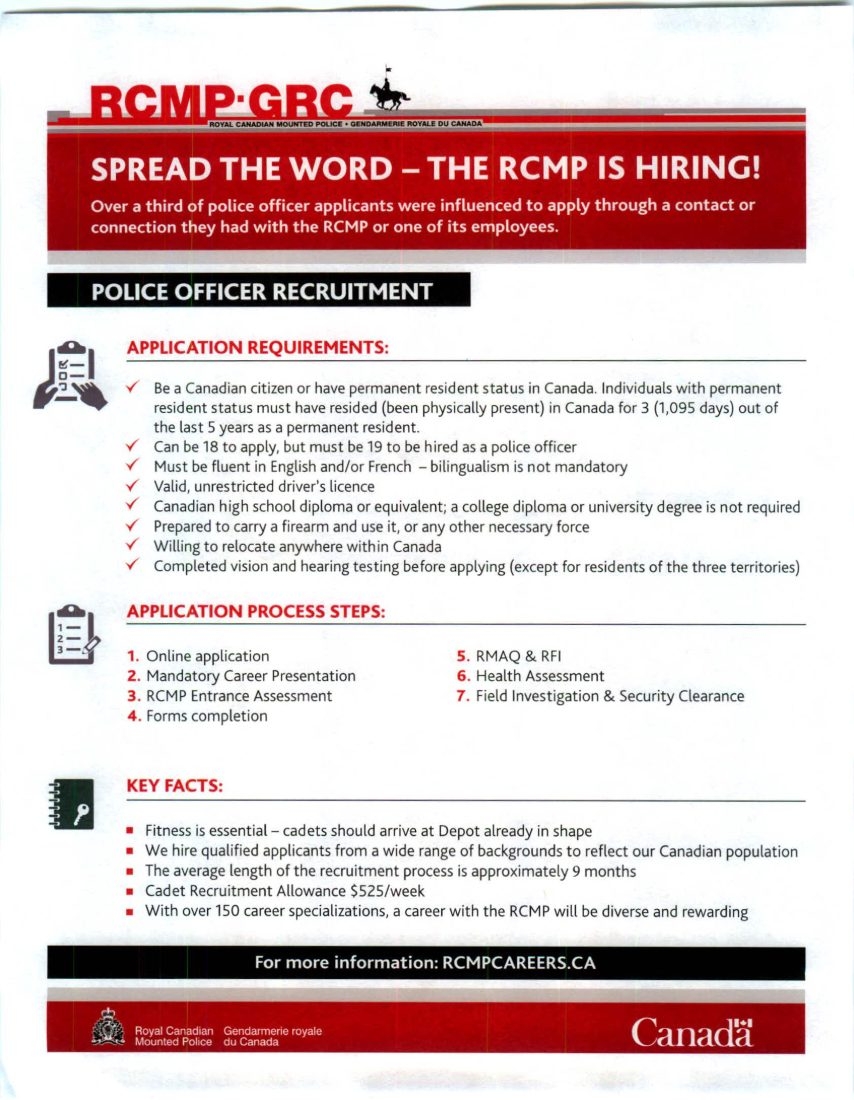 RCMP Now Hiring Police Officers Manitoba Keewatinowi Okimakanak