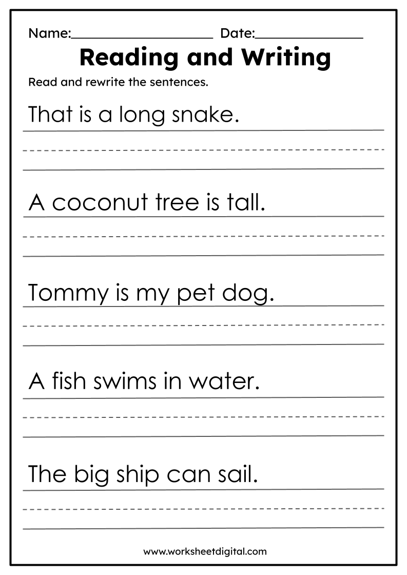 Reading And Writing Practice Worksheet Digital 1 Teacher Made 