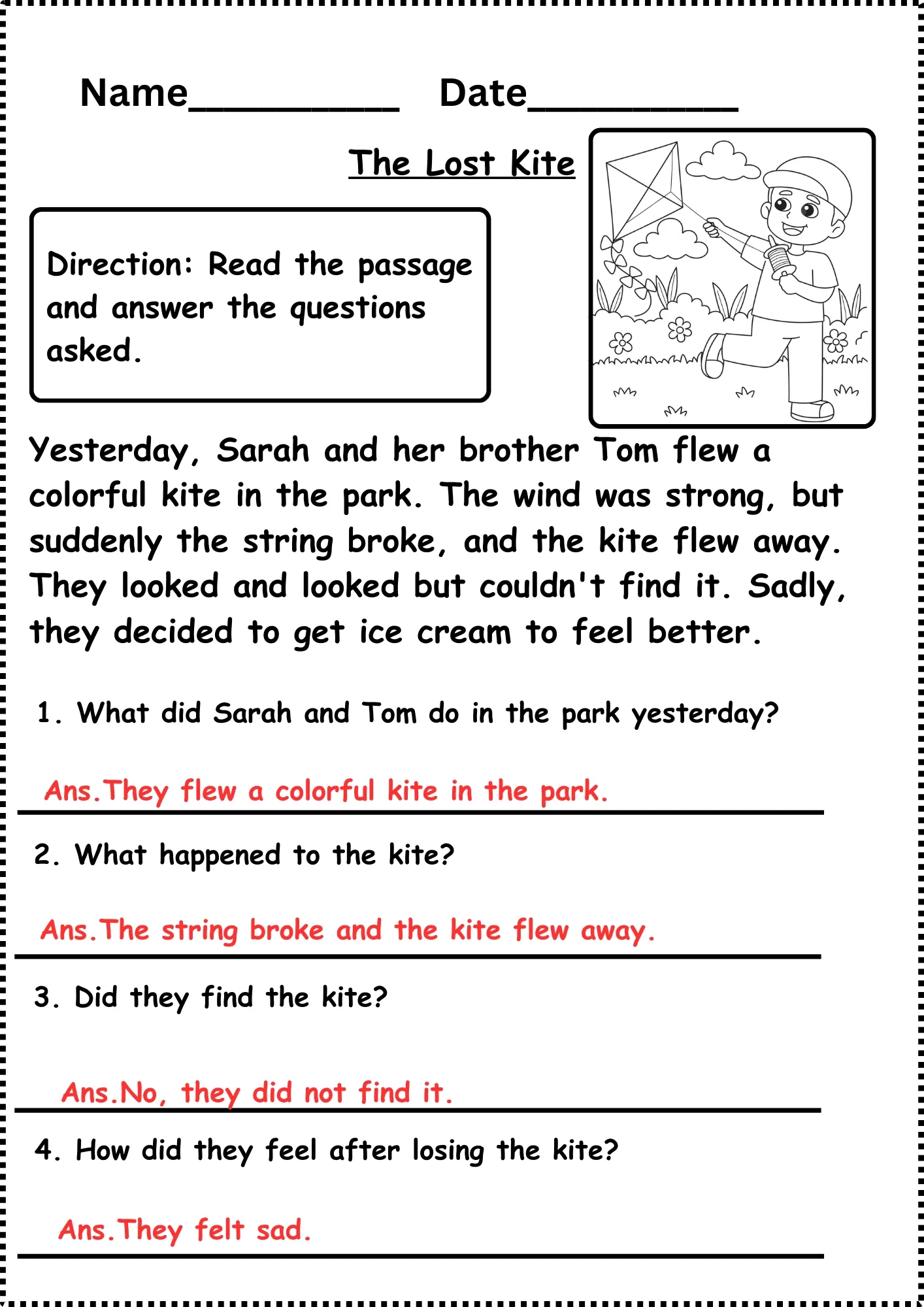 Printable Reading Worksheets For Grade 1