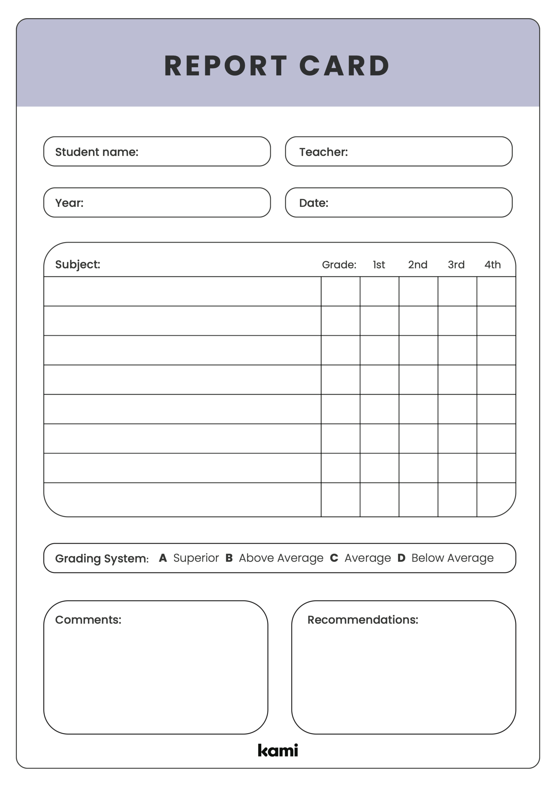 Report Card Template For Teachers Perfect For Grades 1st 2nd 