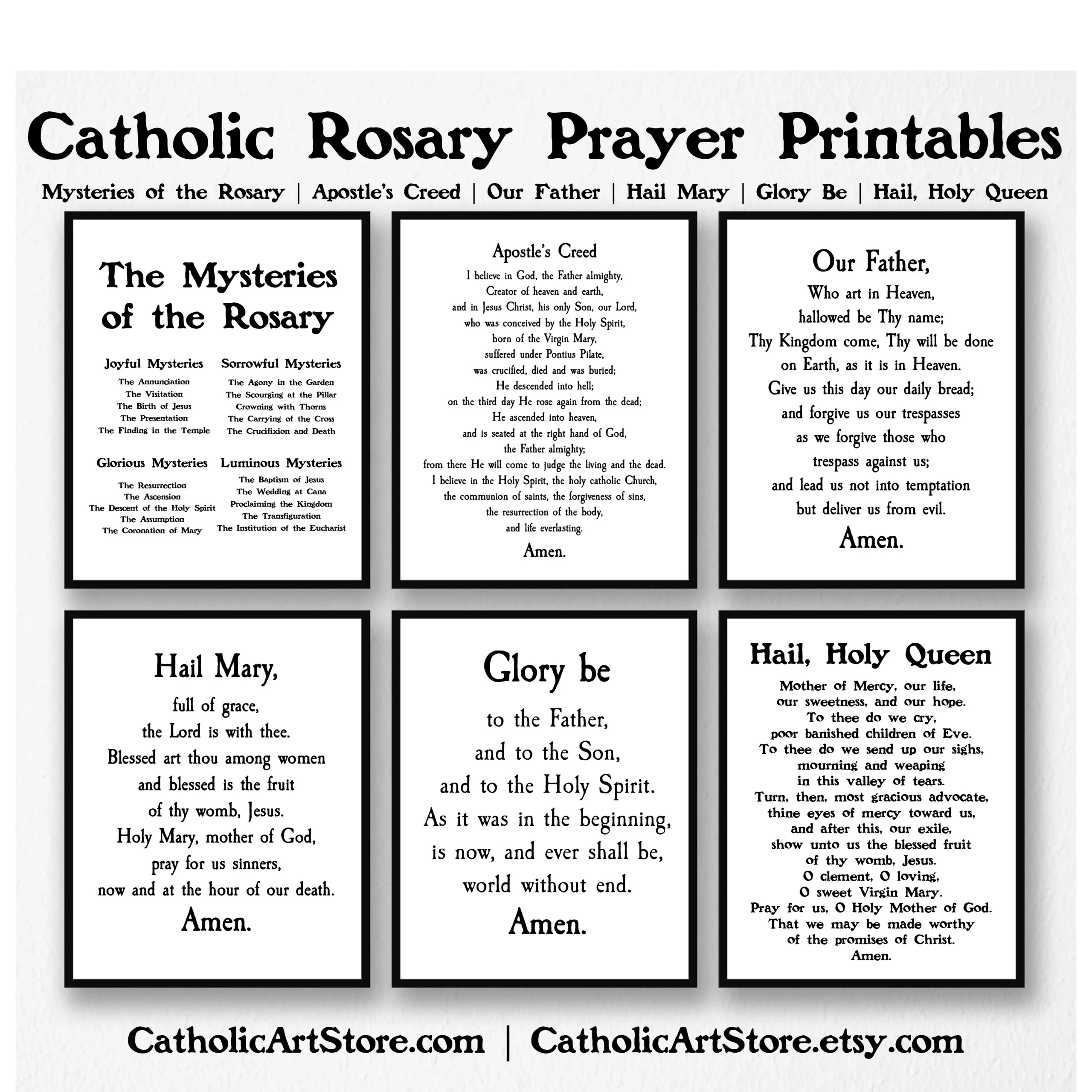 Rosary Printable Prayer Set 7 Prayer Set Mysteries Of The Rosary 