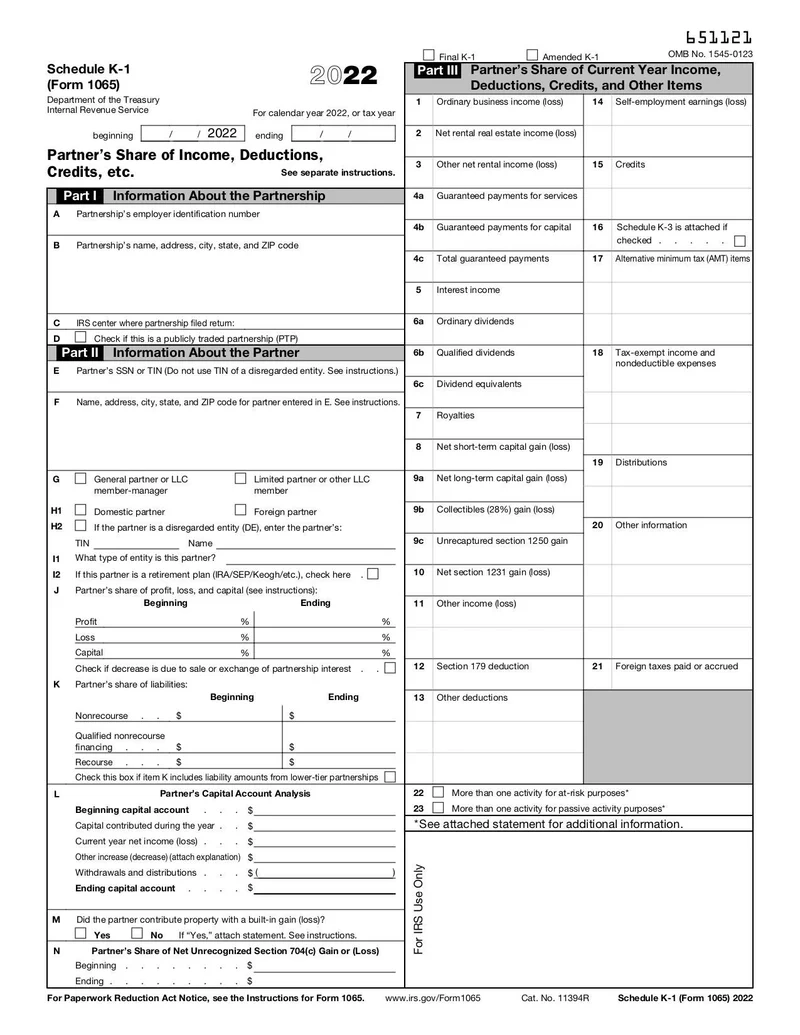 Schedule K 1 Form 1065 Fill And Sign Online With Lumin