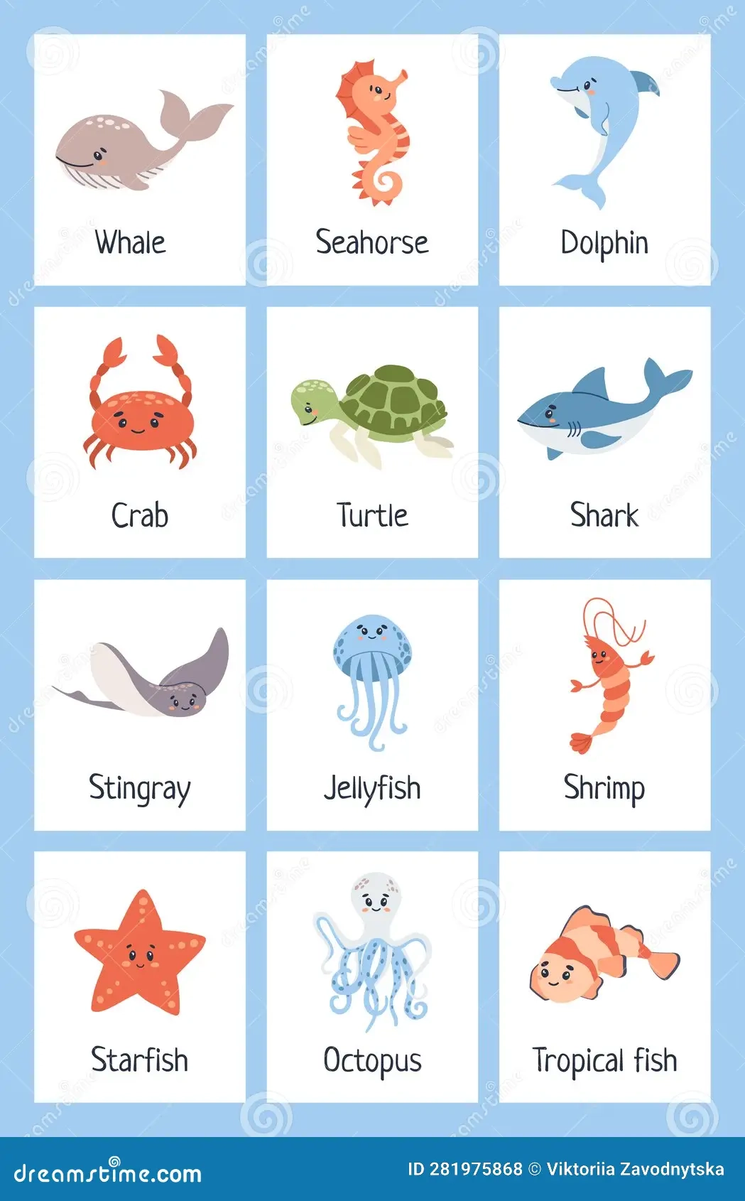 Sea Animals Flashcards Free Printable