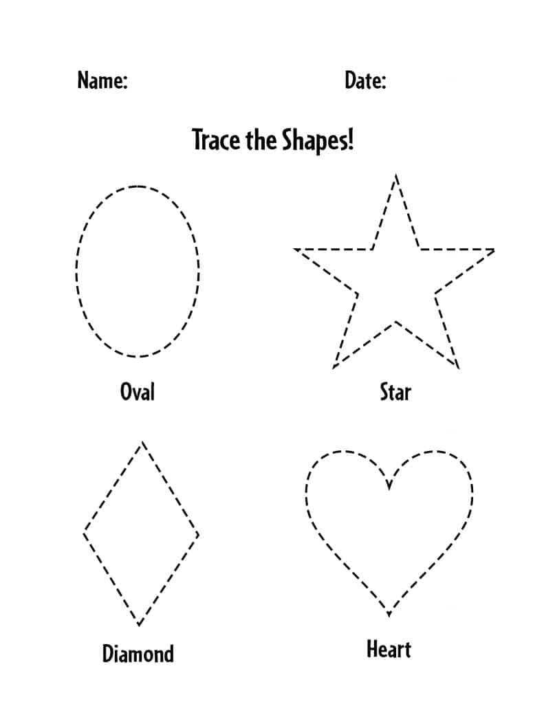 shape tracing worksheets for preschool the hollydog blog