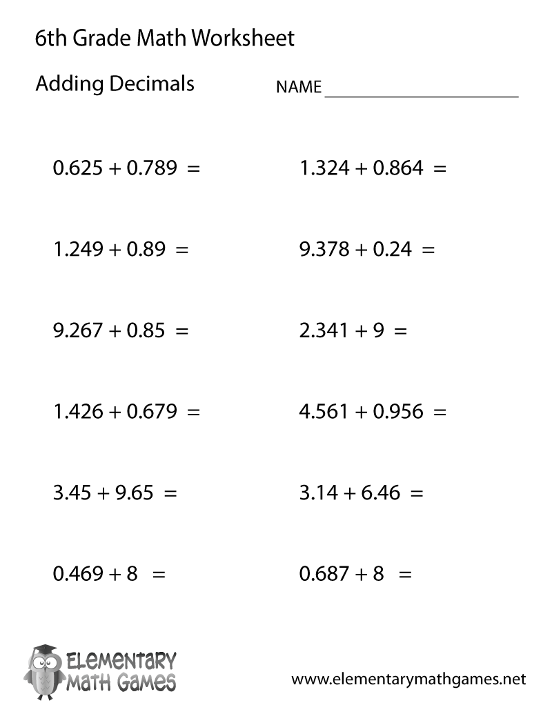 6th Grade Printable Worksheets Free