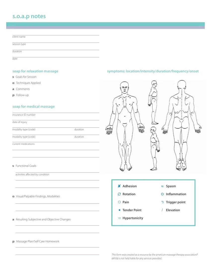 Soap Medical Massage Template Fill Out Printable PDF