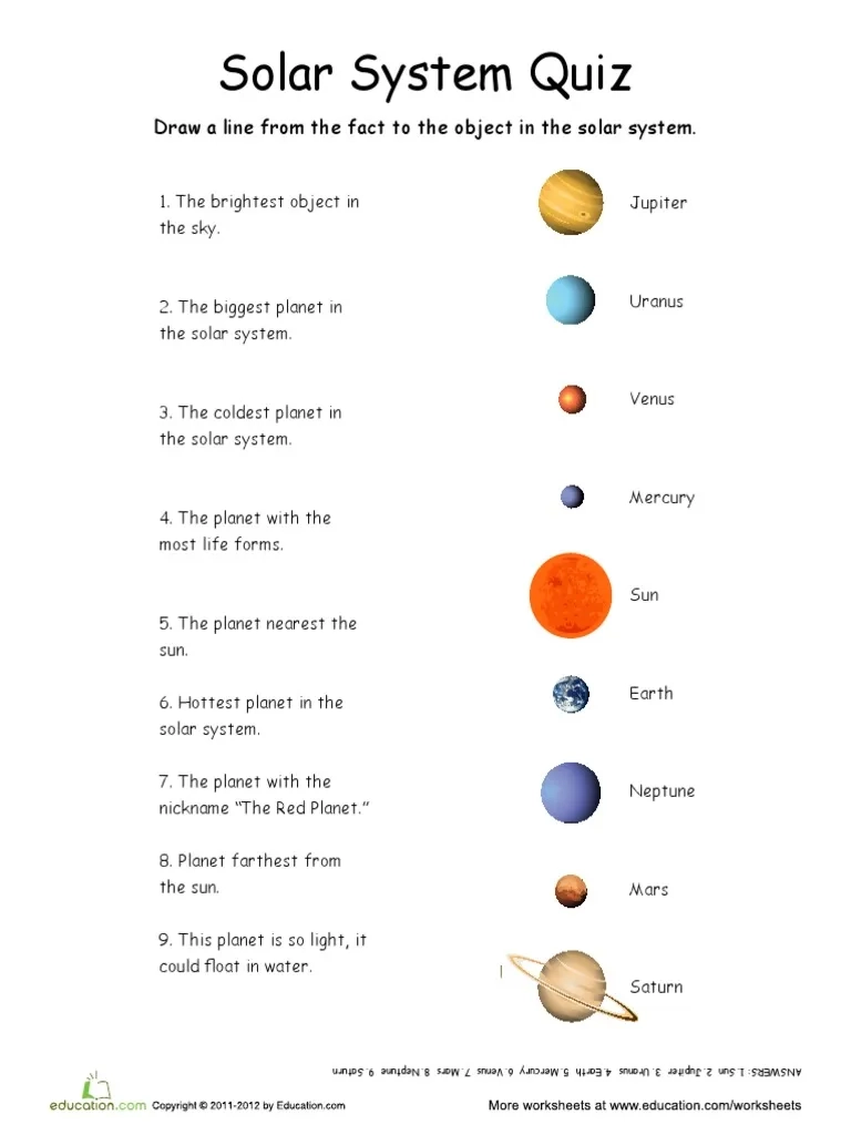 Solar System Quiz PDF PDF