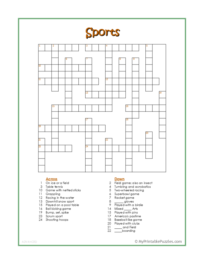 Printable Crosswords With Solutions