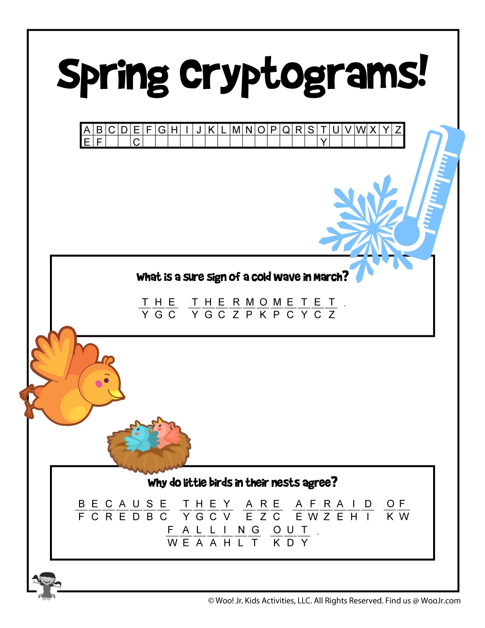 Cryptogram Puzzles For Kids Printable Free