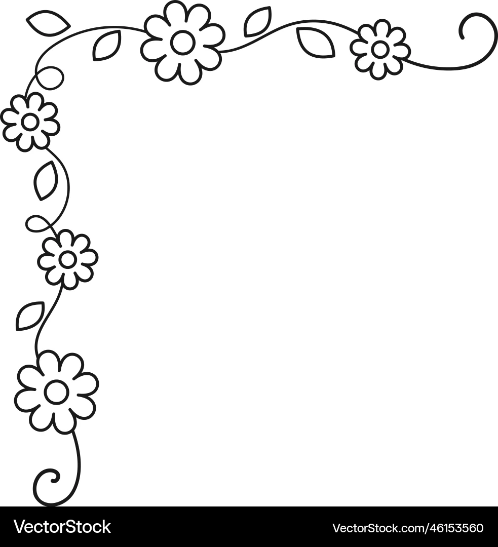 Spring Floral Corner Borders Flower Page Royalty Free Vector 