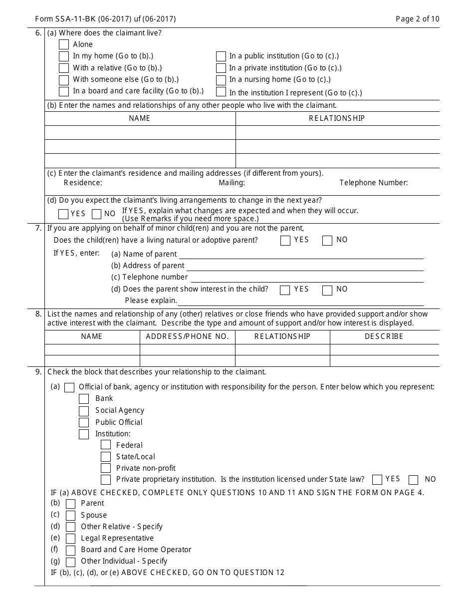 Printable Form Ssa-11