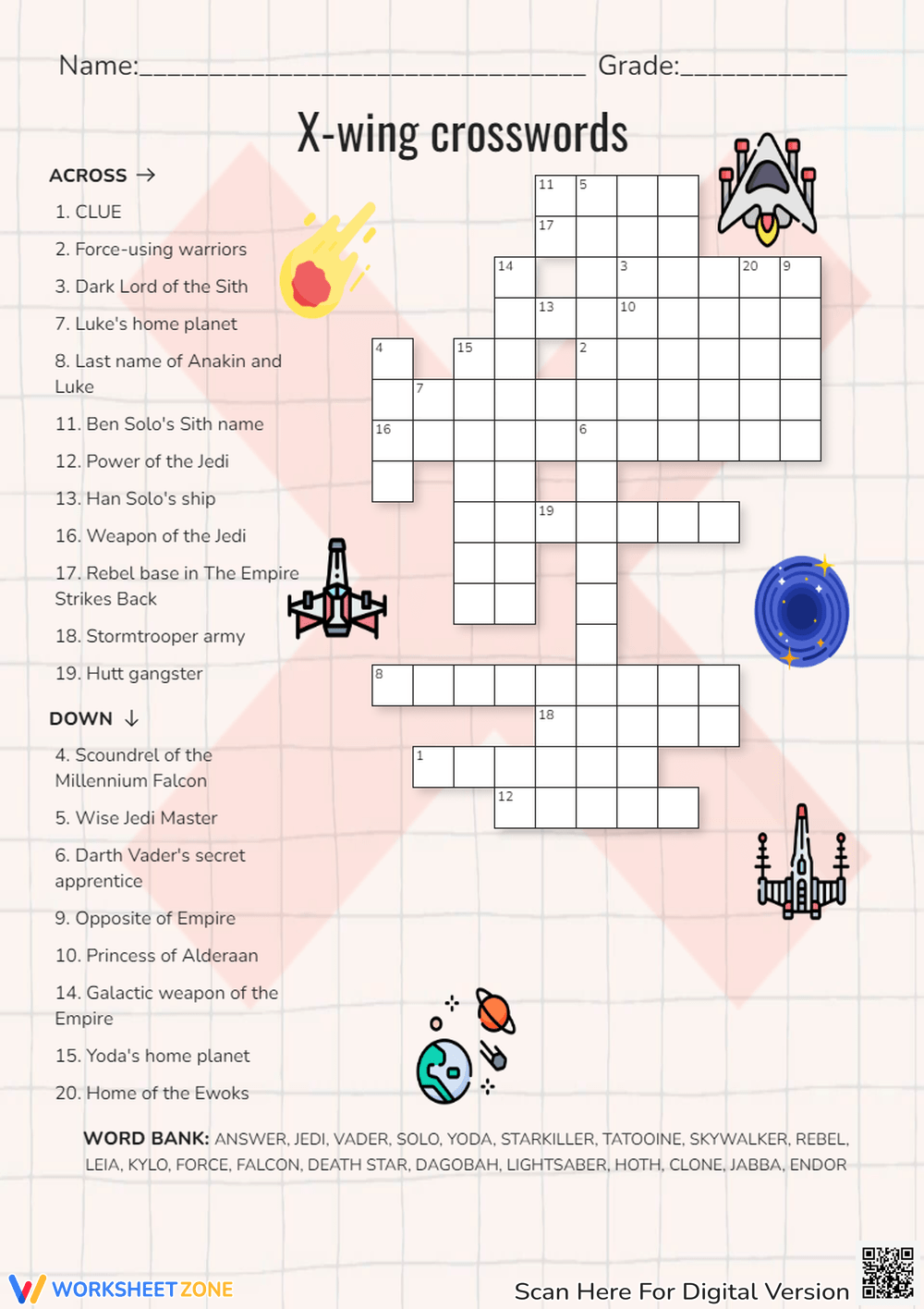 Star Wars Crossword Puzzles Printable