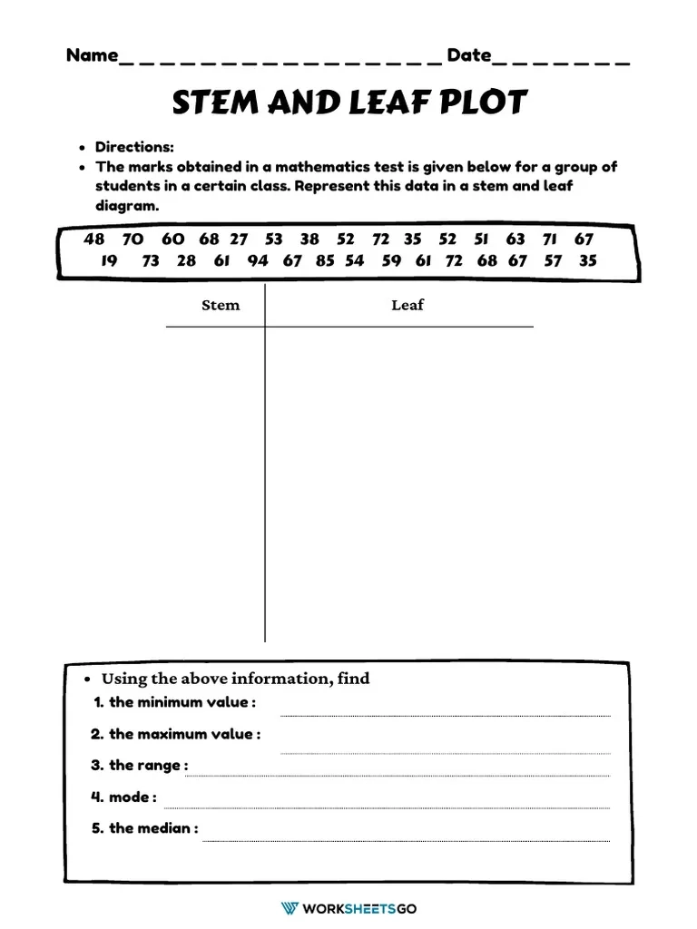 Stem And Leaf Plot Worksheets PDF