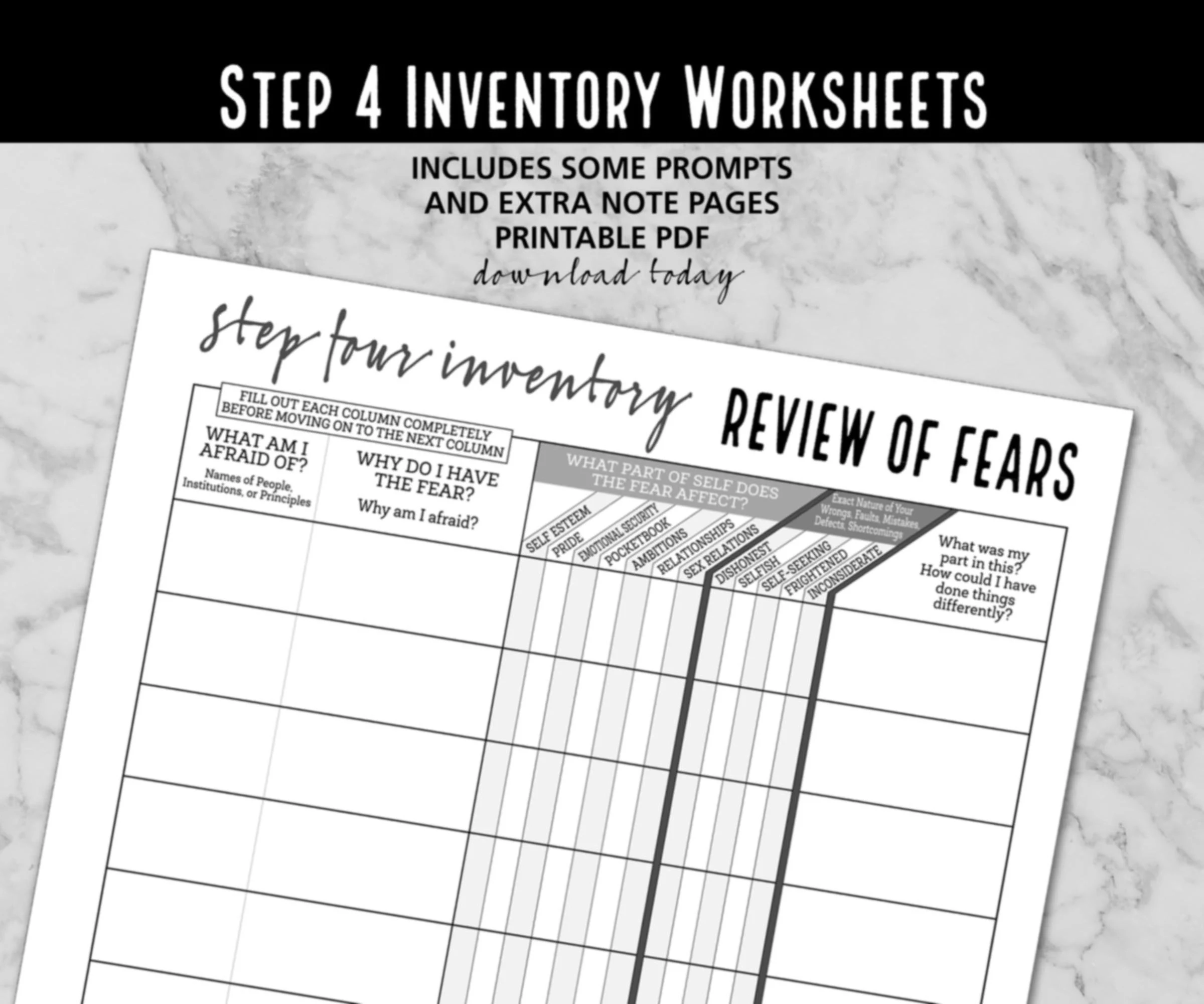 Step 4 Inventory Worksheets Instant Download Pdf Etsy UK