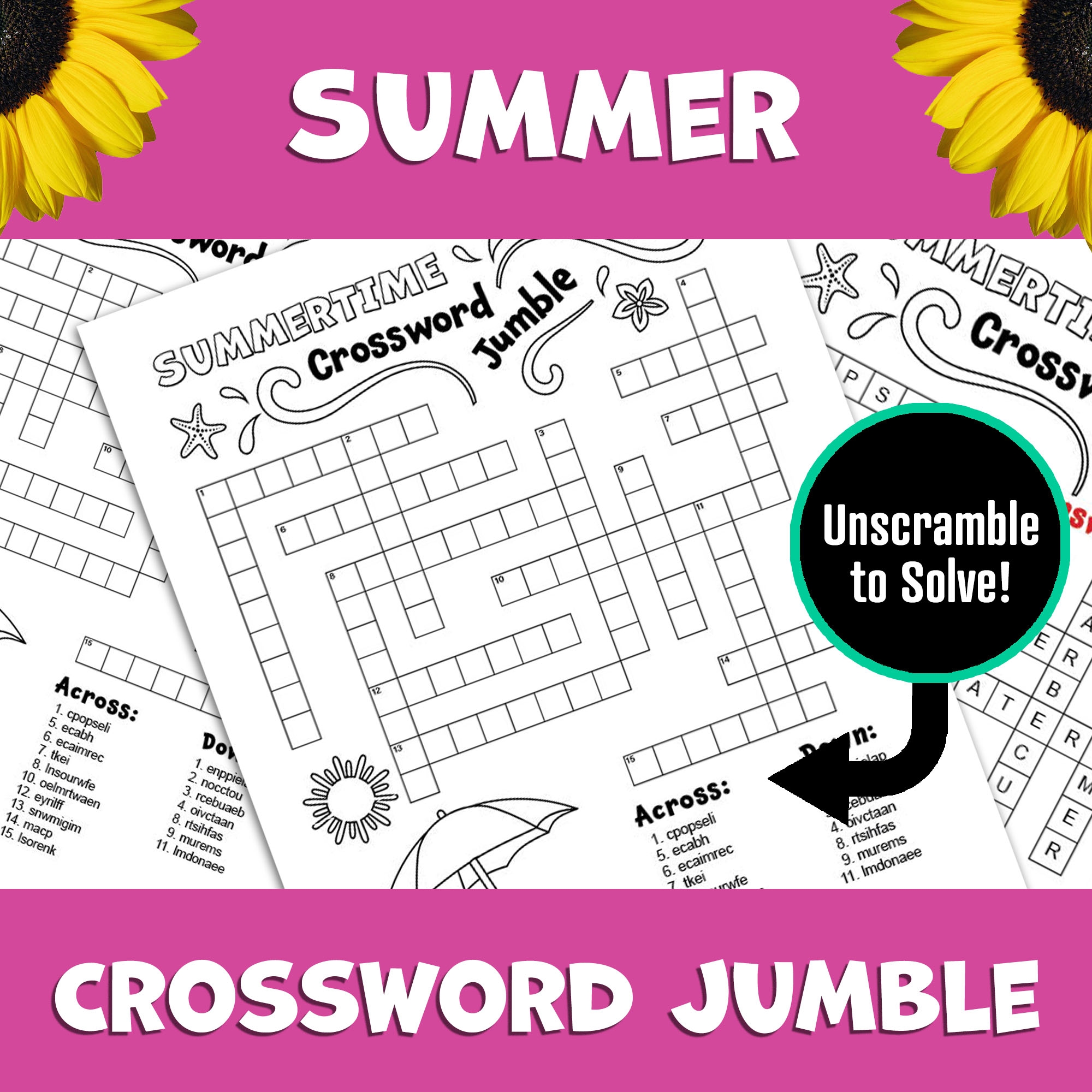 End Of Summer Word Puzzles Printable