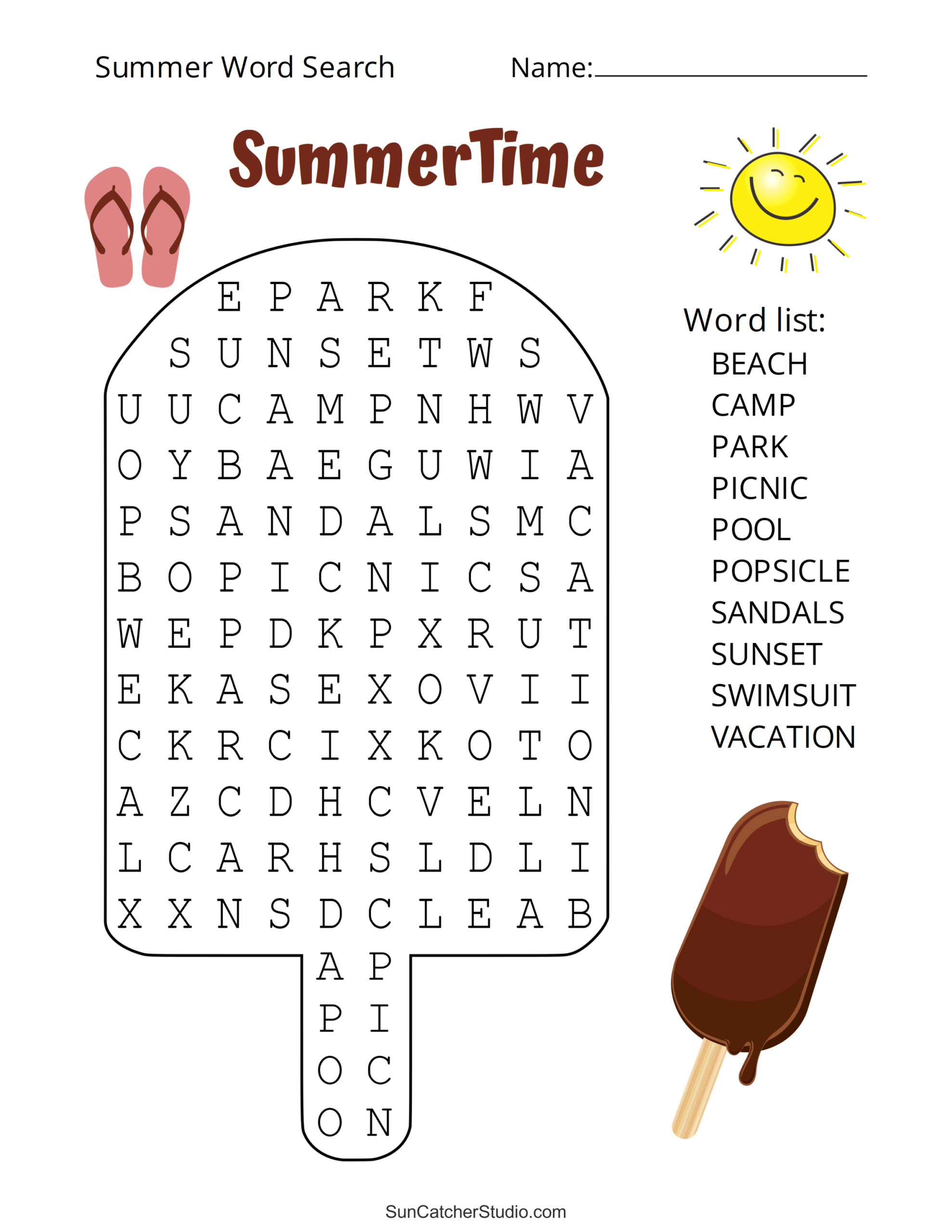 Summer Word Search For Kids Free Printable