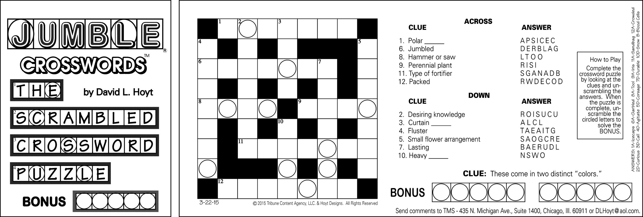 Sunday Jumble Crosswords