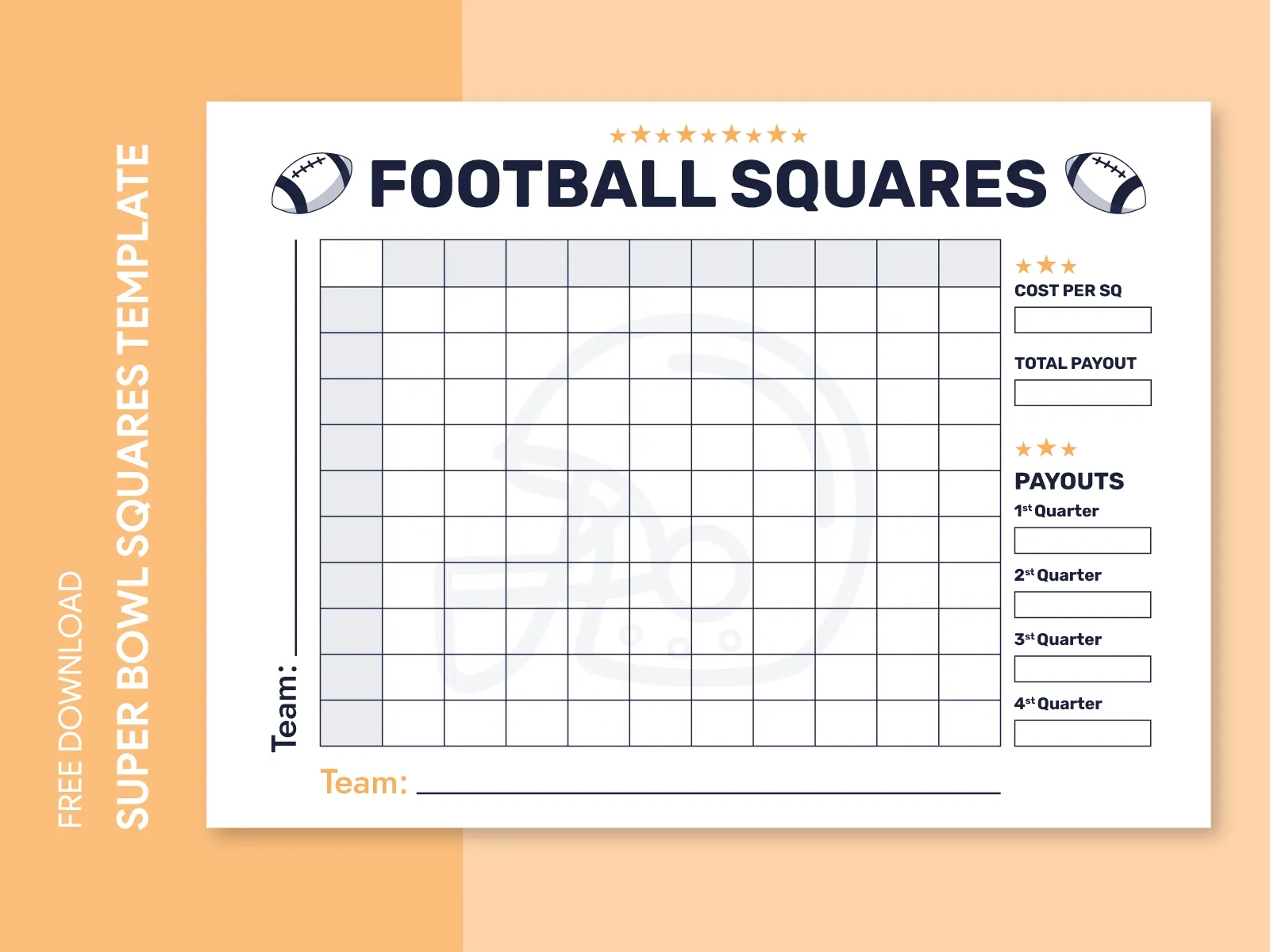 Free Printable Super Bowl Squares Template Free