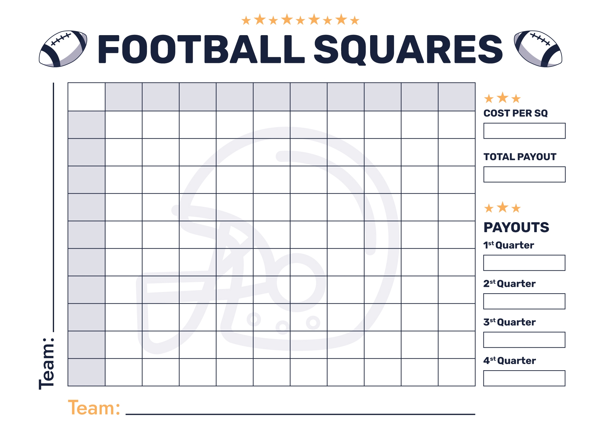 Free Printable Super Bowl Squares Template