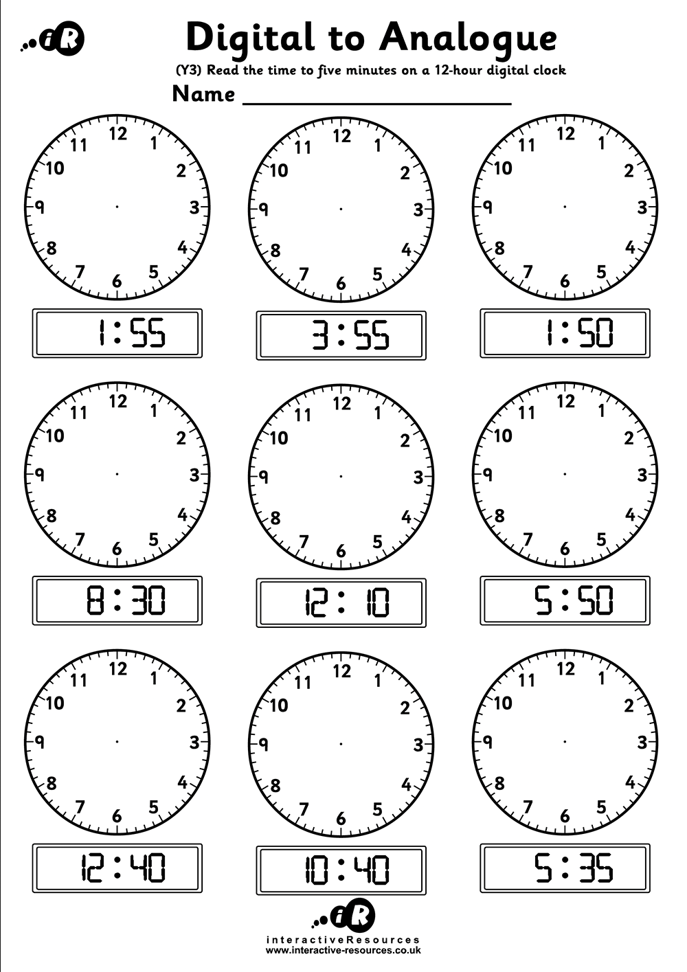 Printable Clock Worksheets For Kids