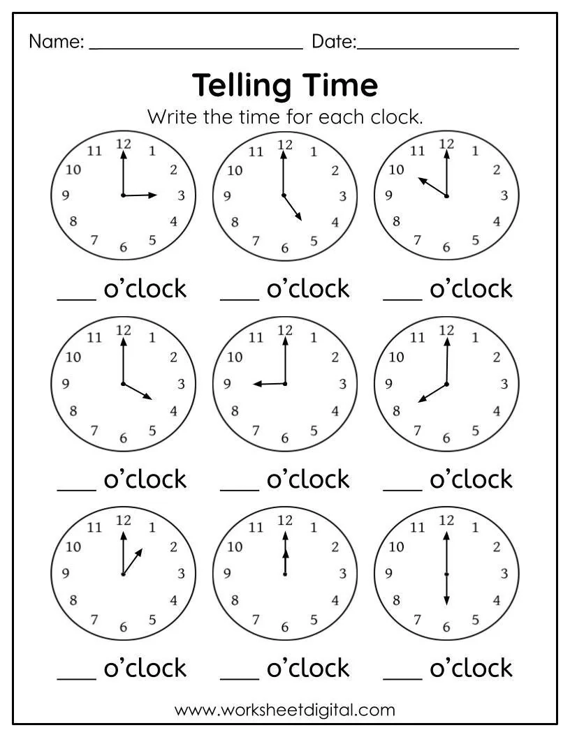 Telling Time Worksheet Digital amp Analog Clock Practice PDF Etsy