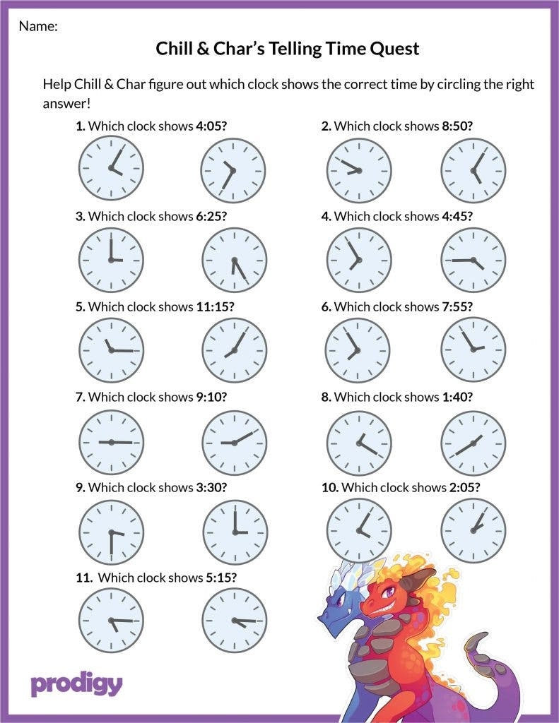 Telling Time Worksheets 20 Effective Practice Materials Prodigy 