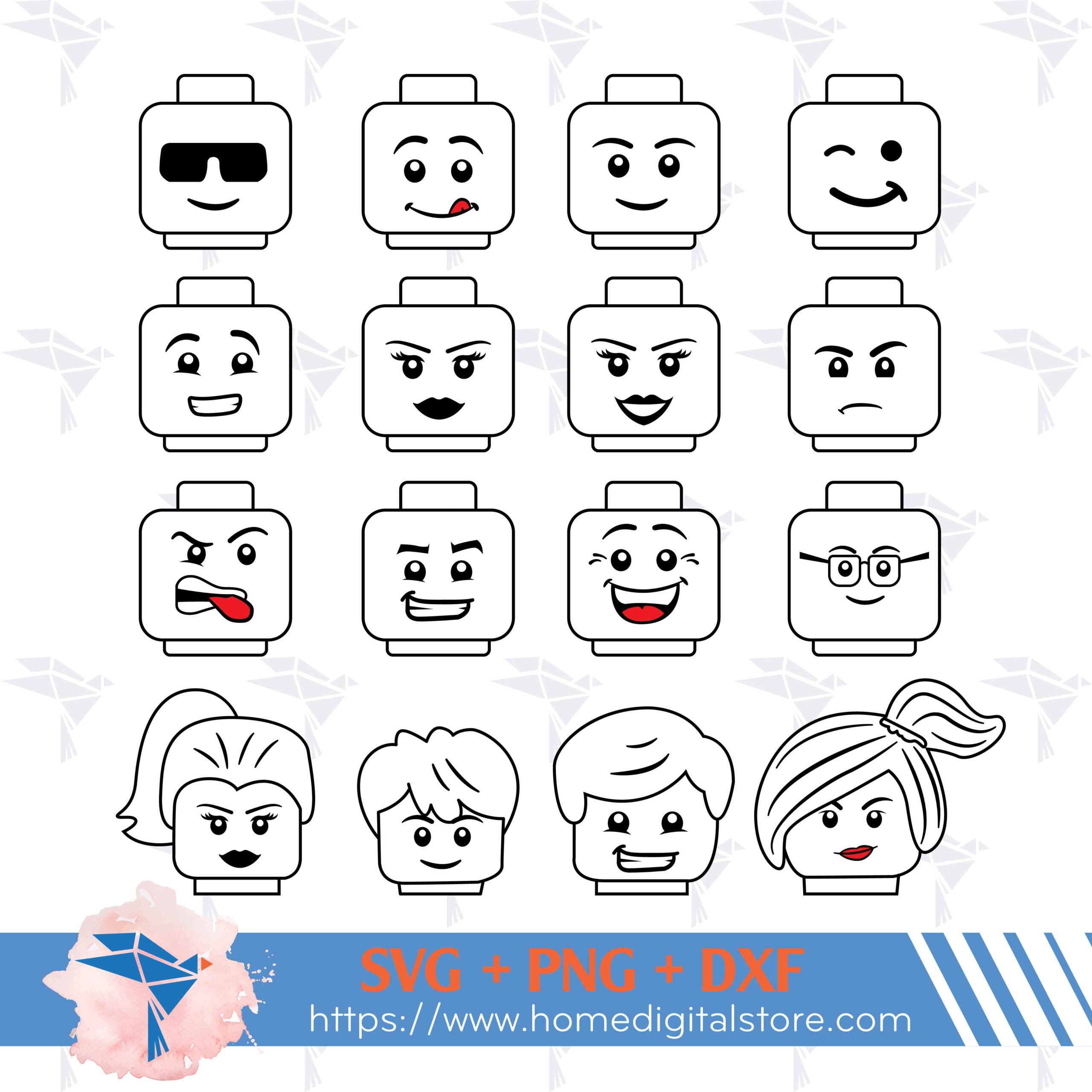 Template Lego Faces Printable Lego Faces SVG PNG DXF