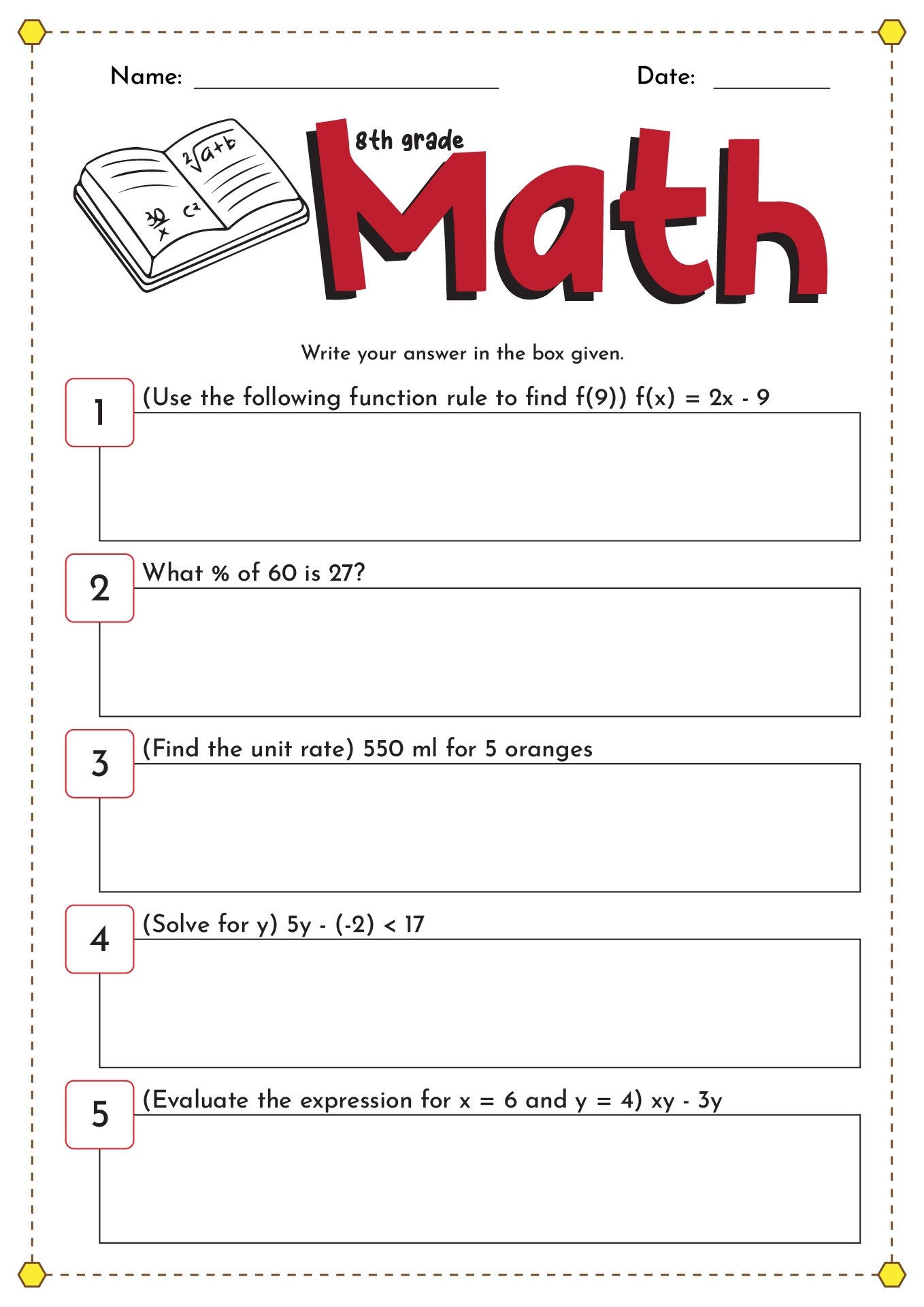 Free Printables For 8th Grade