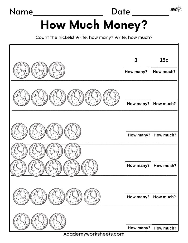 Worksheets Free Printable Pennies And Nickels