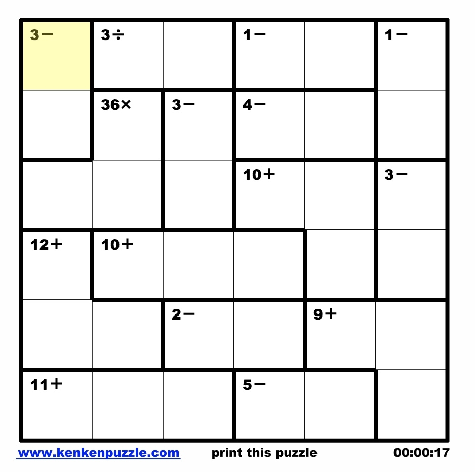 Kenken Puzzles Printable