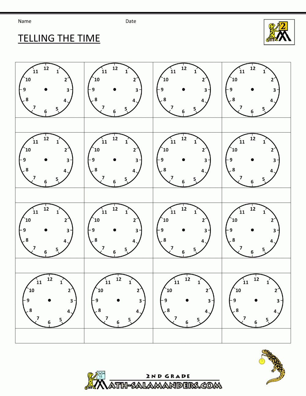 Printable Clock Worksheets For 2nd Grade
