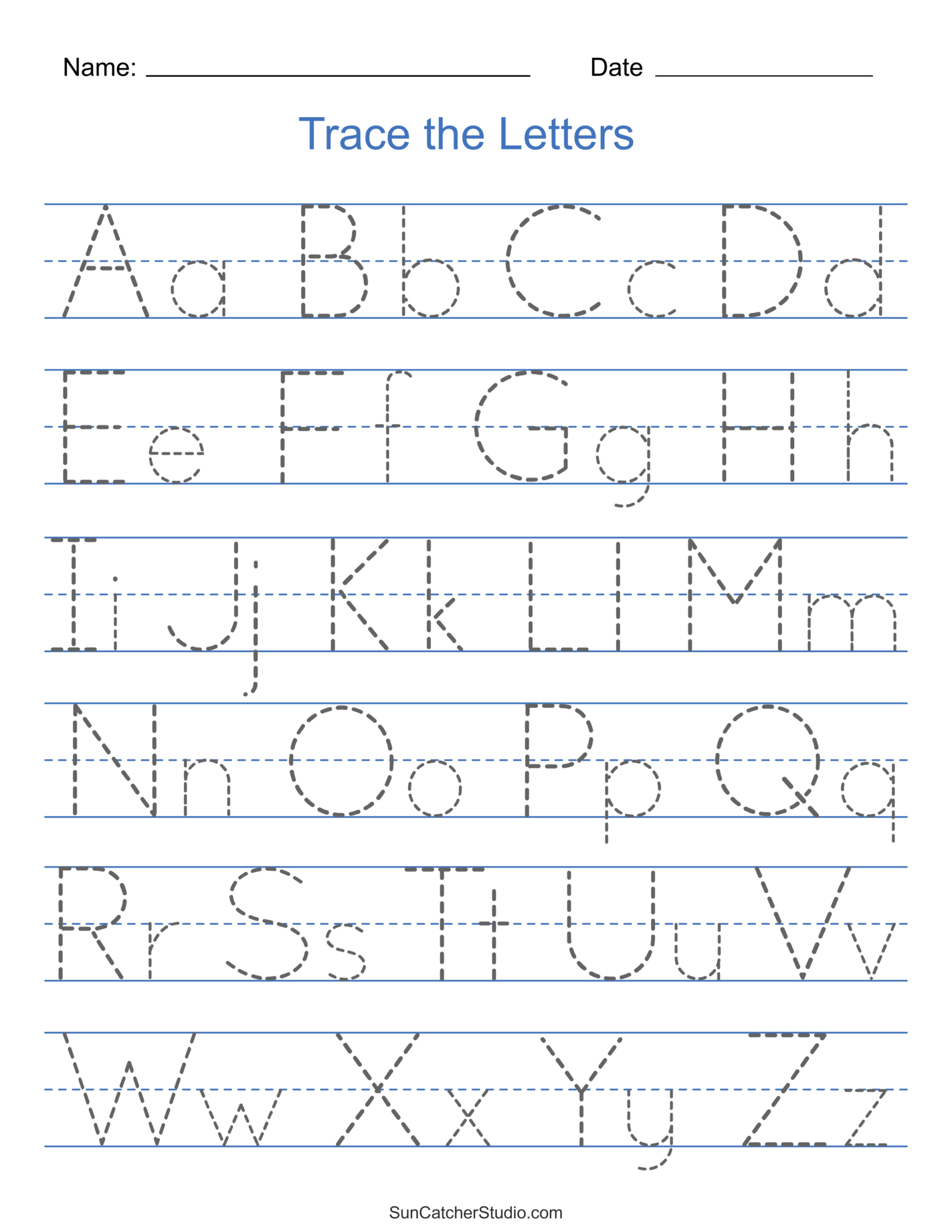 Tracing Alphabet Letters Printable Handwriting Worksheets DIY 