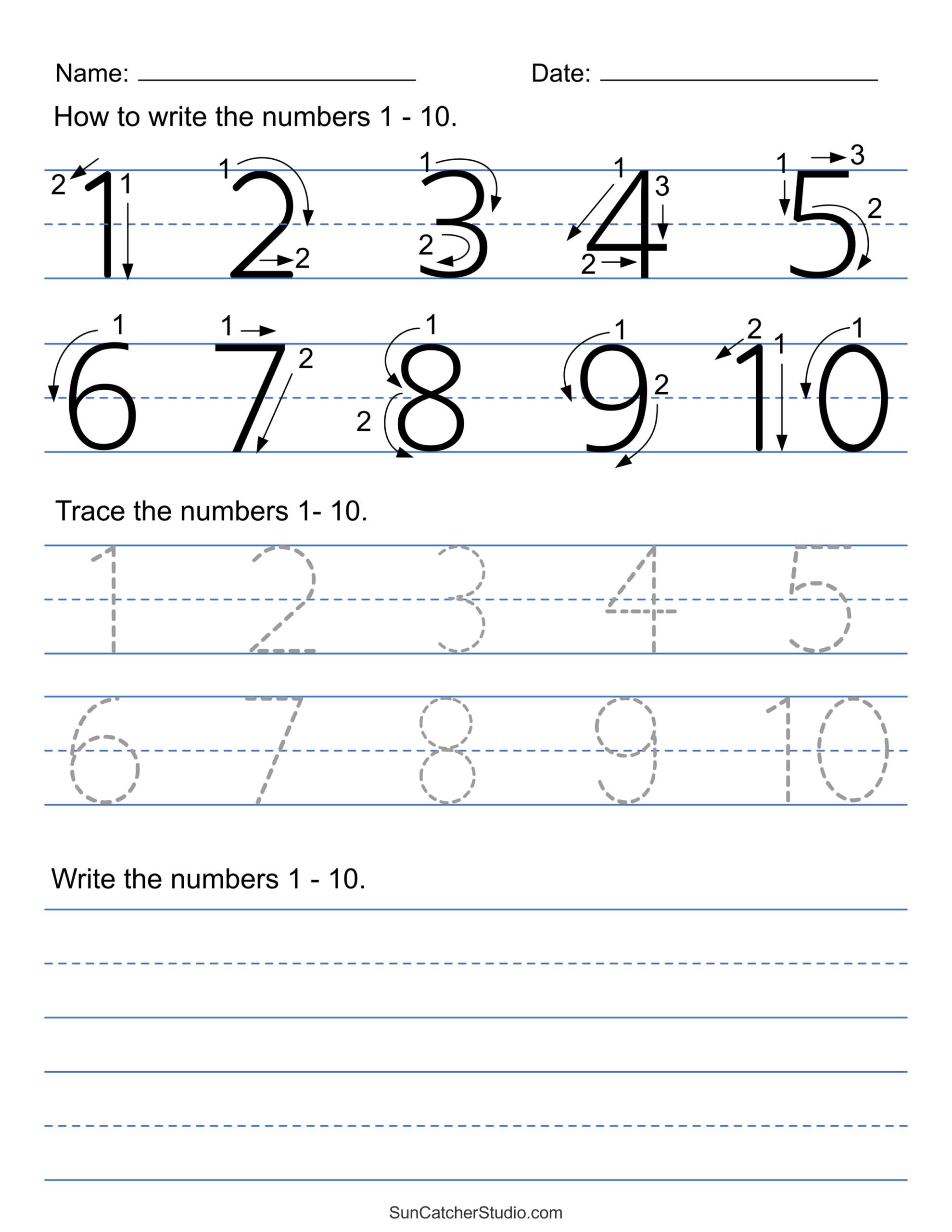 Free Printable Writing Numbers Worksheets