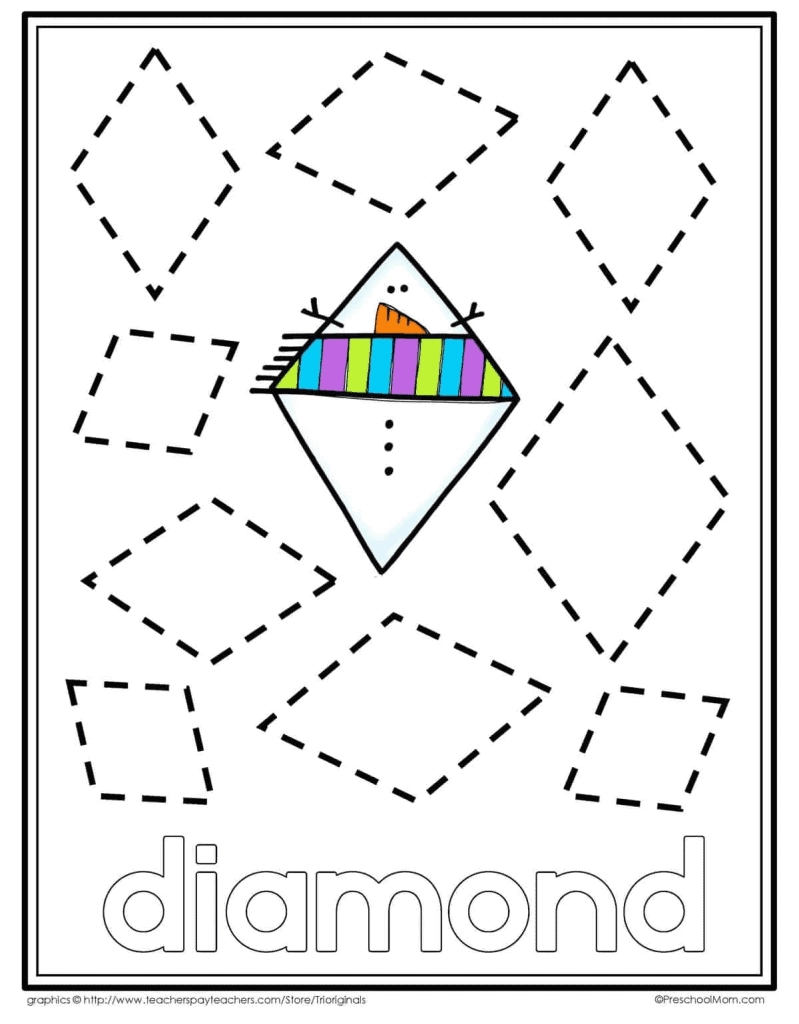 Diamond Shape Tracing Worksheet