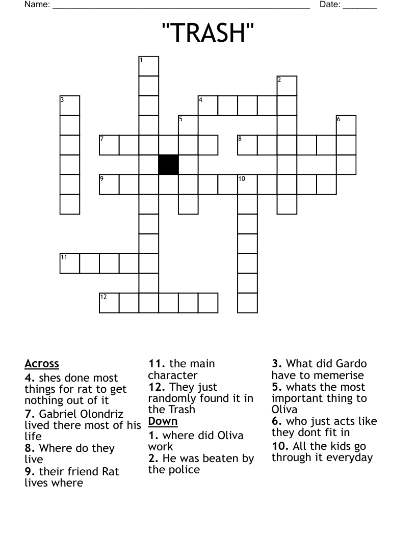 TRASH Crossword WordMint
