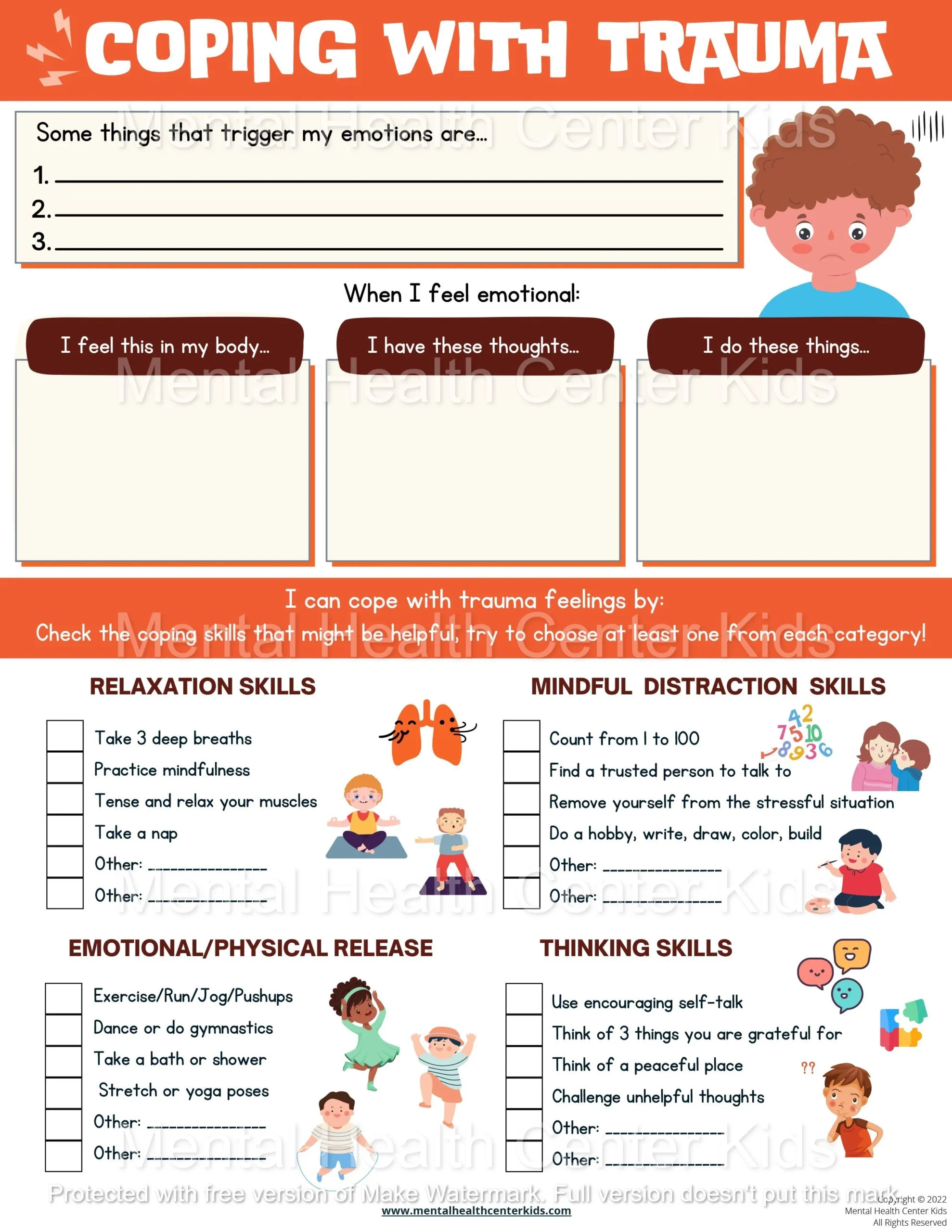 Trauma Worksheets For Kids And Teens