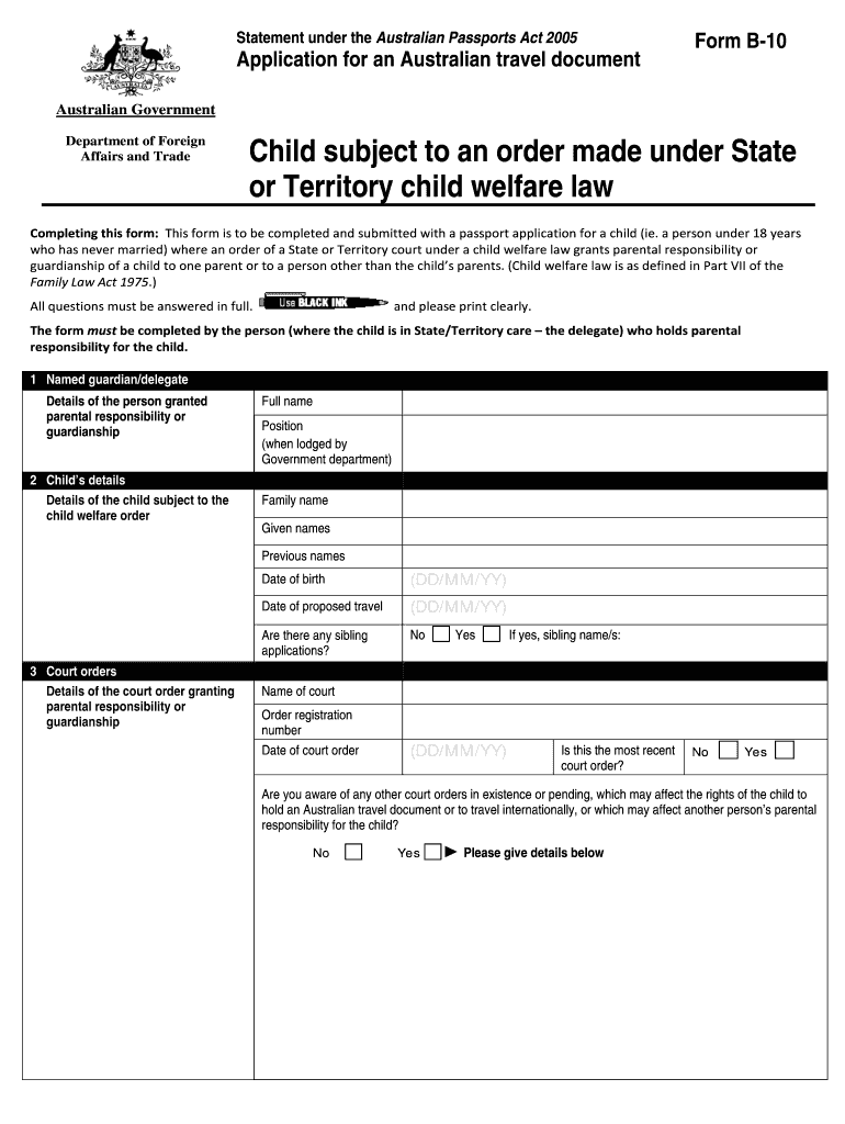 B9 Form Child Passport