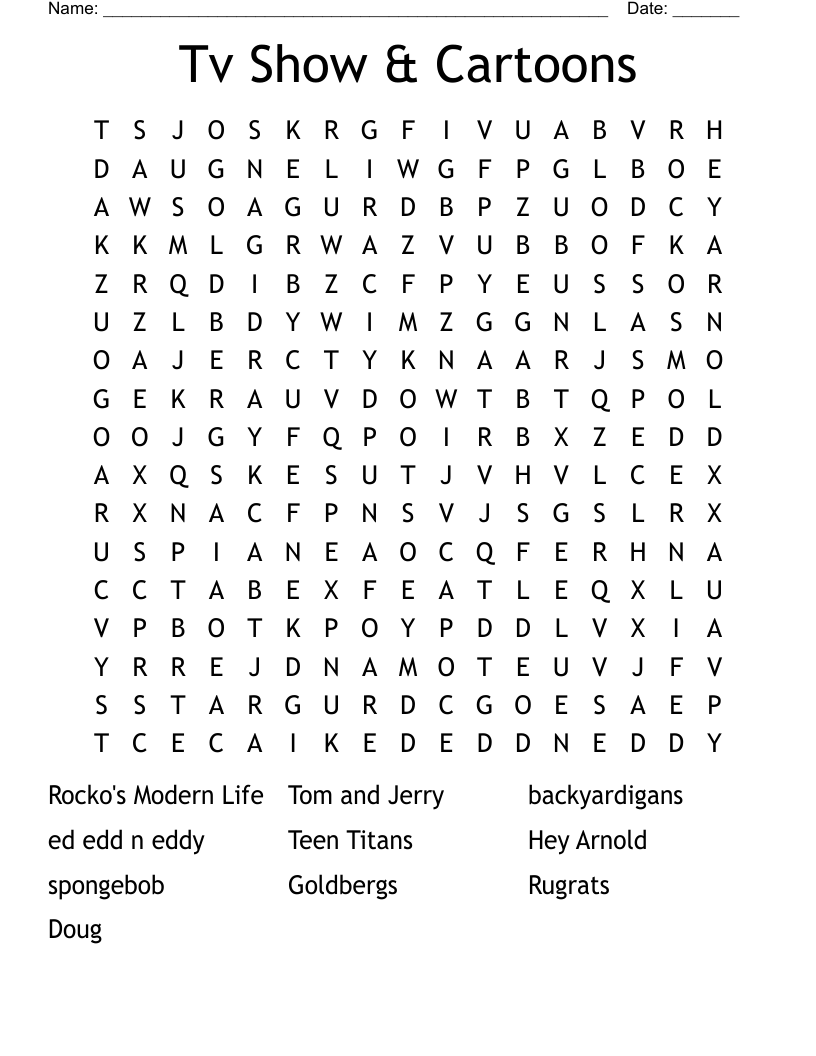 Cartoon Network Crossword Puzzle