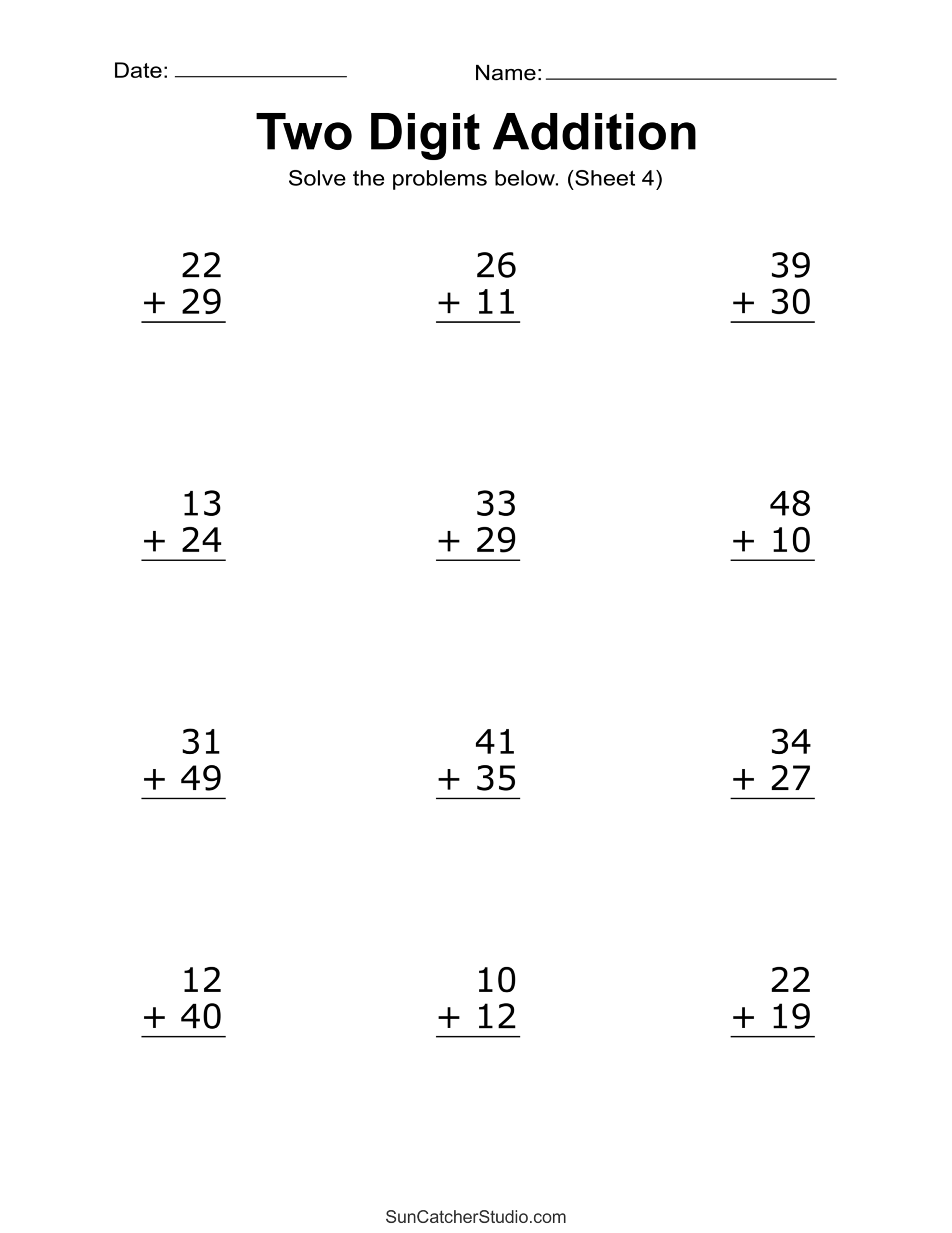 Free Printable Adding Worksheets For Kids