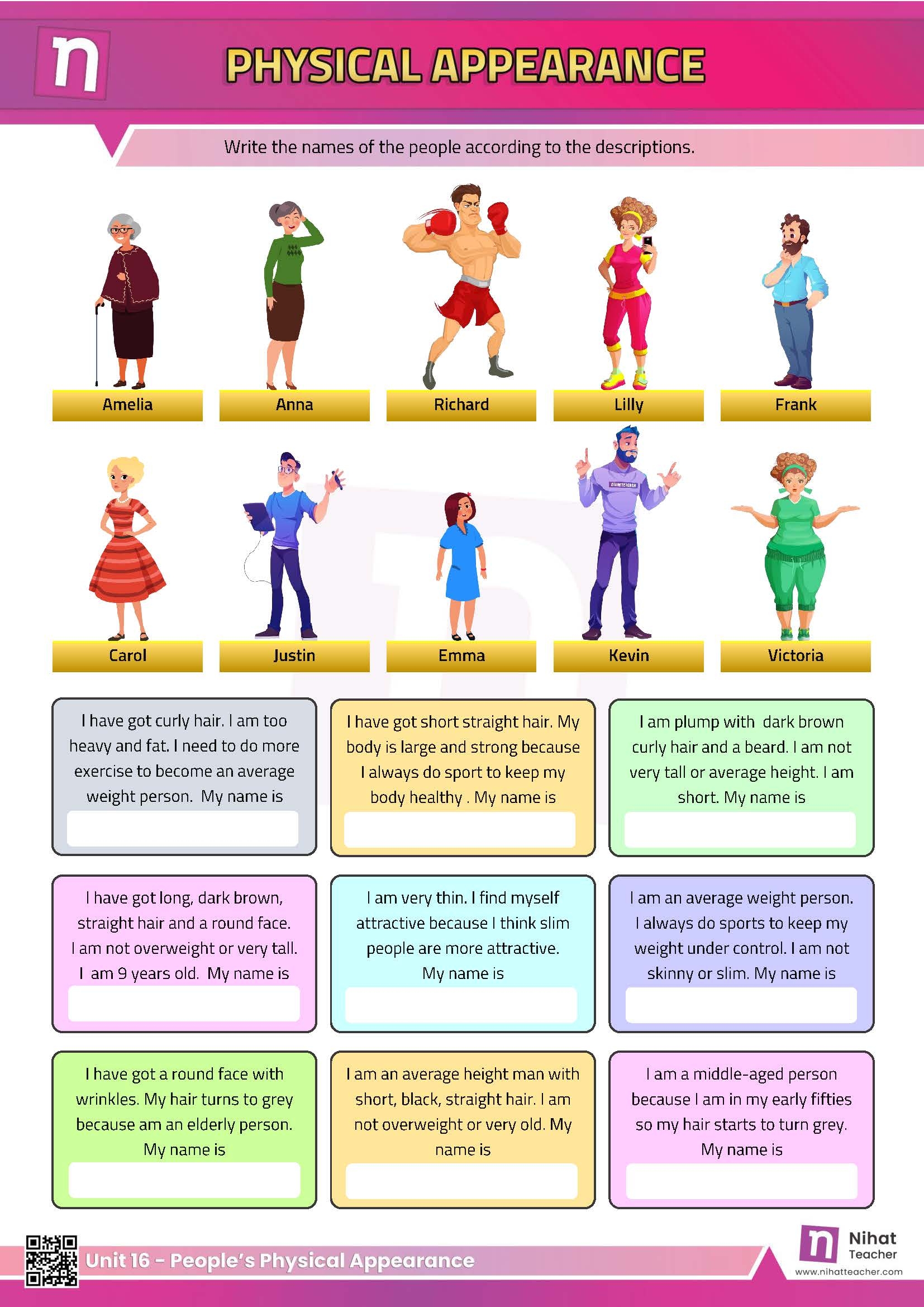 Unit 16 Describing People s Physical Appearance Worksheet 2 