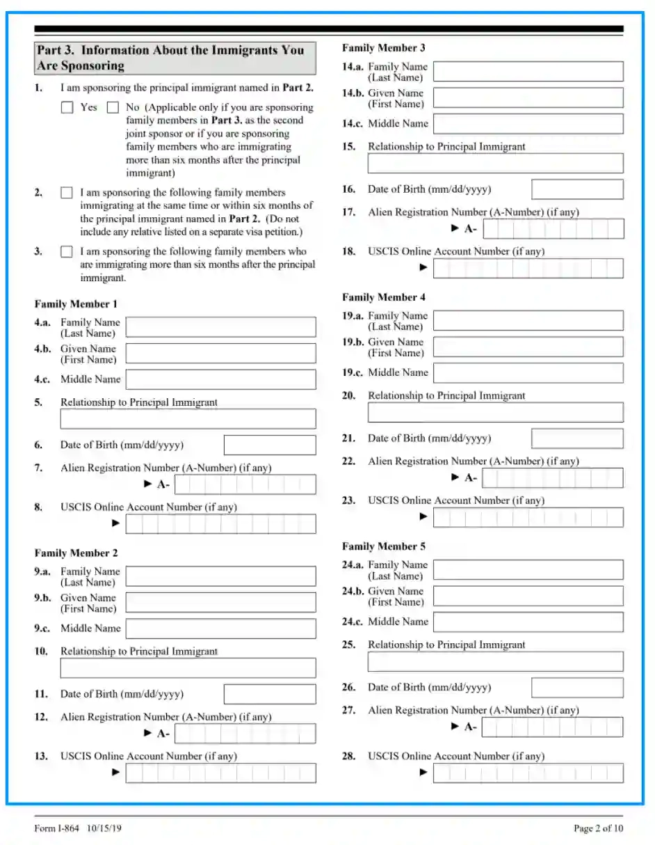 USCIS Form I 864 Fill Out USCIS Affidavit Of Support Form