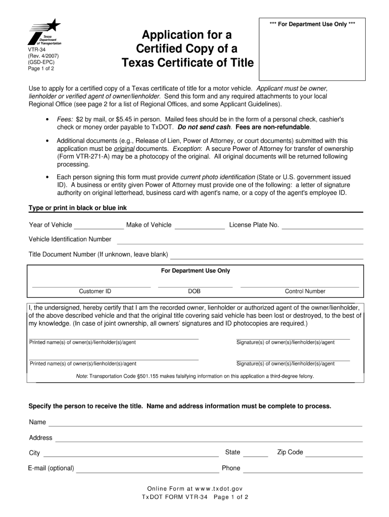 Vtr 34 2007 Form Fill Out amp Sign Online DocHub
