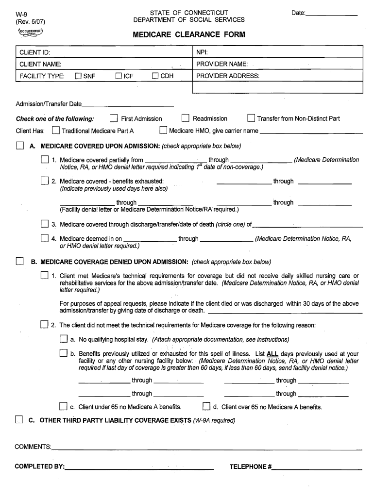 Denial Code Used For W9 Form Needed