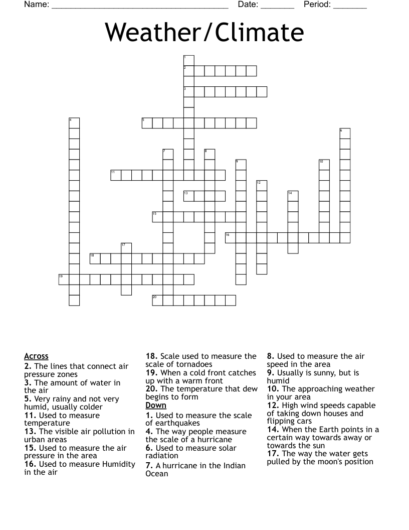 Weather Climate Crossword WordMint