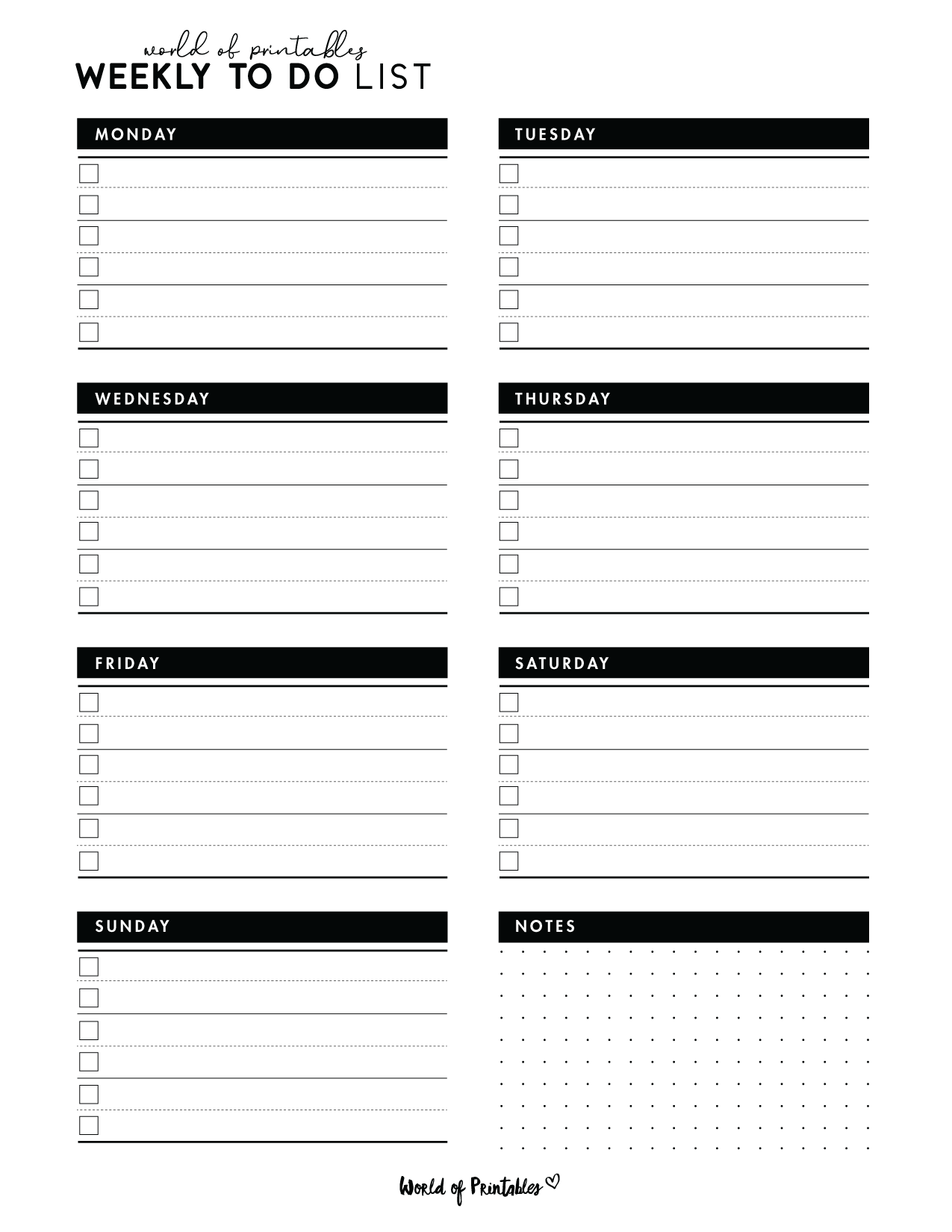 Free Printable To Do List Templates