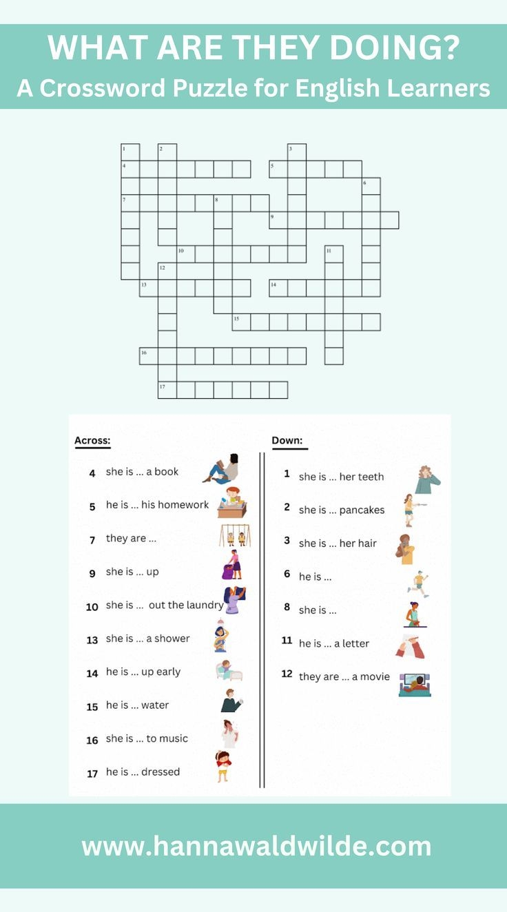 What Are They Doing A Crossword Puzzle For English Learners